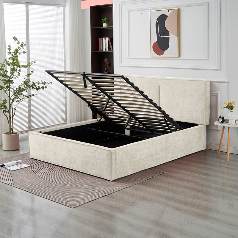 Lit Double Coffre Olivia Chenille - 160x200, Beige