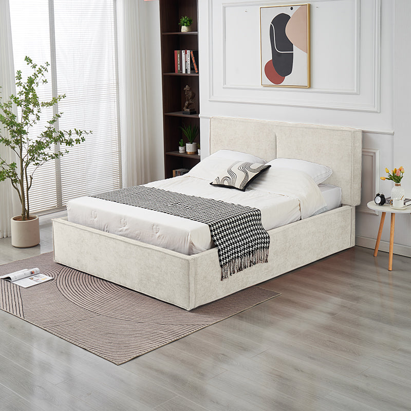 Lit Double Coffre Olivia Chenille - 160x200, Beige