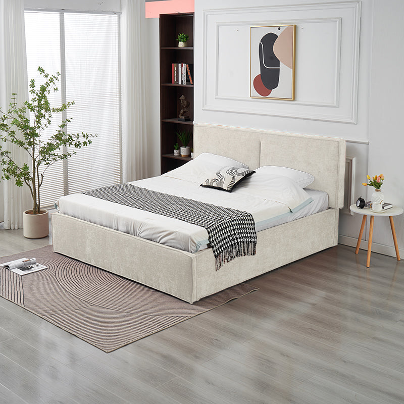 Lit Double Coffre Olivia Chenille - 180x200, Beige