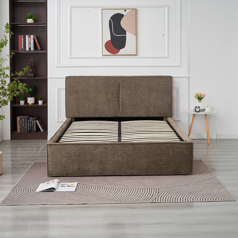 Lit Double Coffre Olivia Chenille - 140x190, Moka