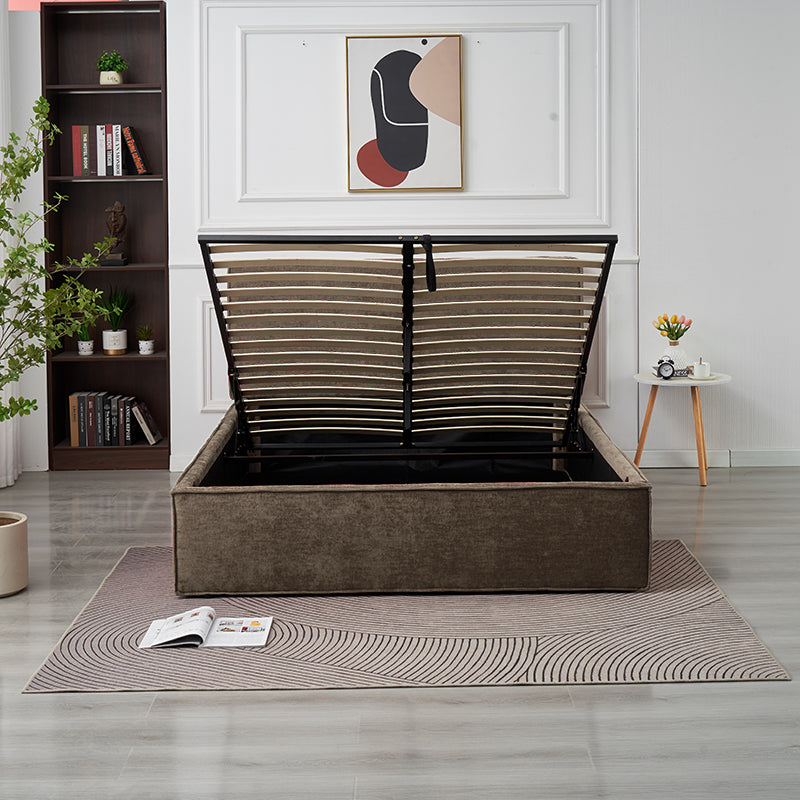 Lit Double Coffre Olivia Chenille - 140x190, Moka