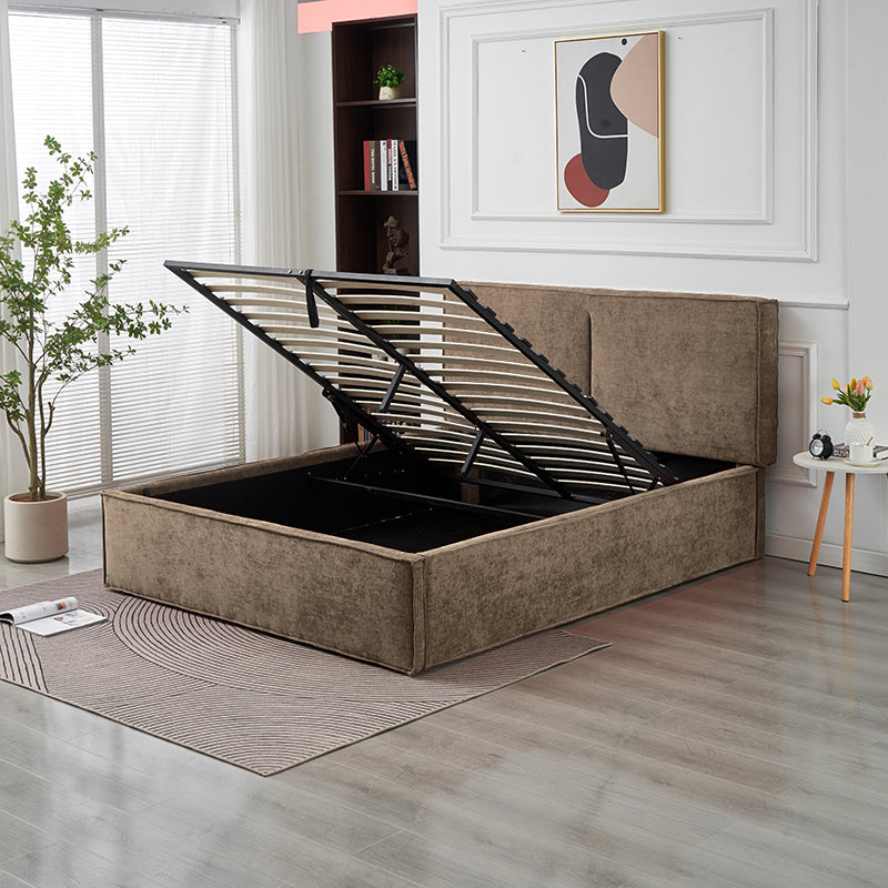 Lit Double Coffre Olivia Chenille - 160x200, Moka