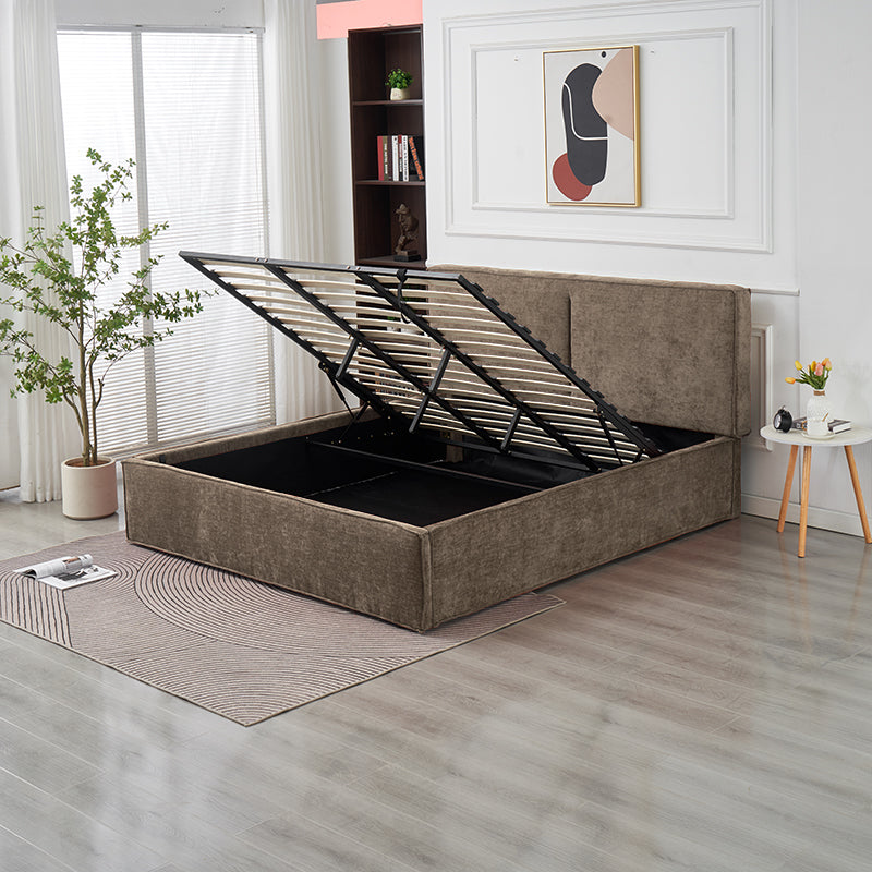 Lit Double Coffre Olivia Chenille - 180x200, Moka
