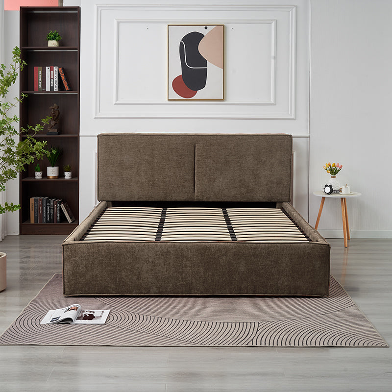 Lit Double Coffre Olivia Chenille - 180x200, Moka