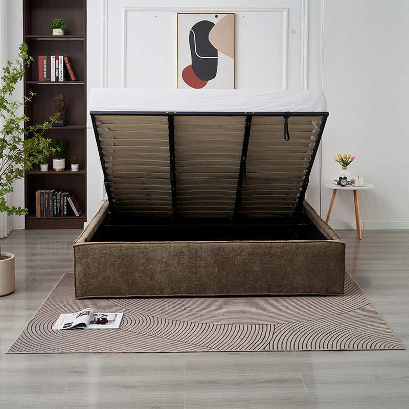 Lit Double Coffre Olivia Chenille - 180x200, Moka
