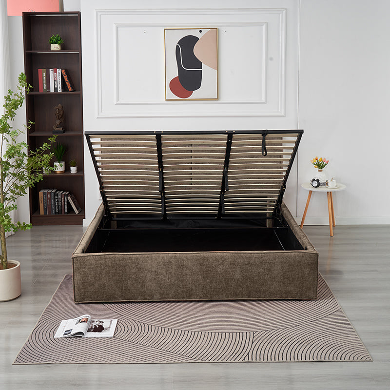Lit Double Coffre Olivia Chenille - 180x200, Moka