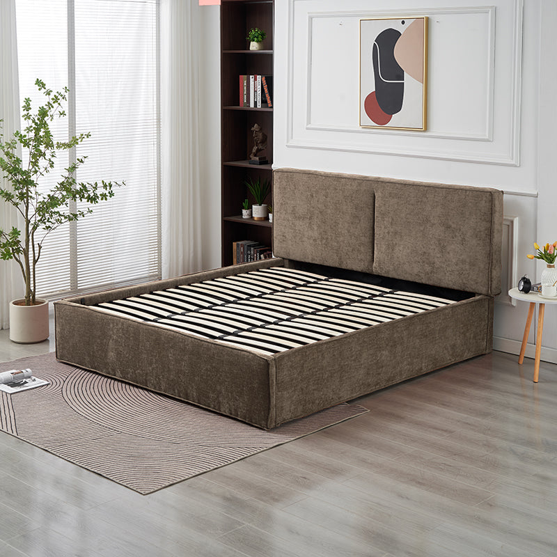 Lit Double Coffre Olivia Chenille - 180x200, Moka