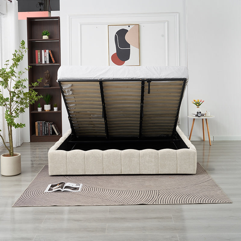 Lit Double Coffre Moon Chenille - 180x200, Beige