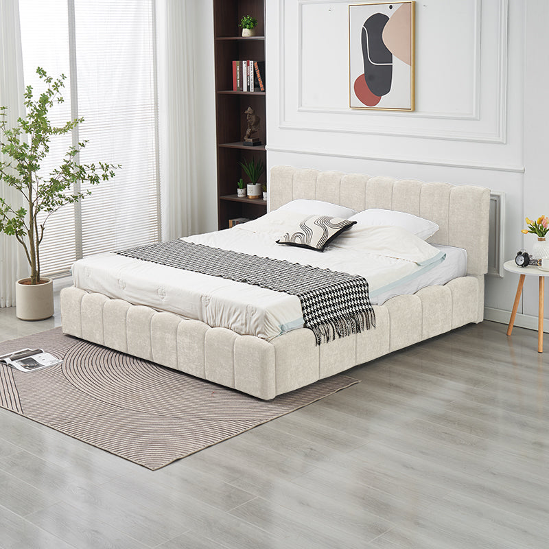 Lit Double Coffre Moon Chenille - 180x200, Beige