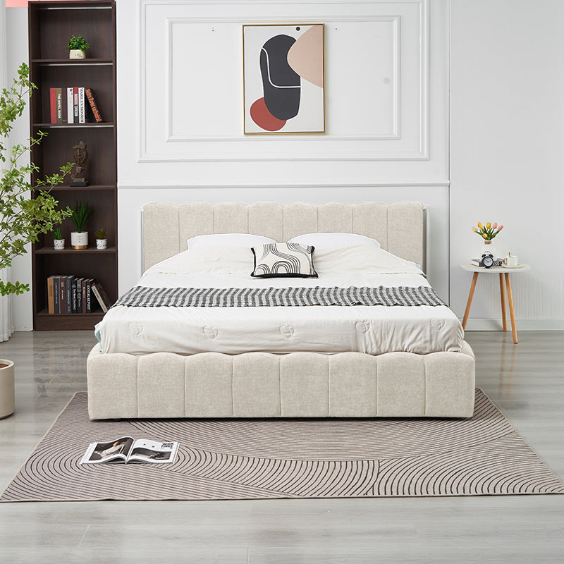 Lit Double Coffre Moon Chenille - 180x200, Beige