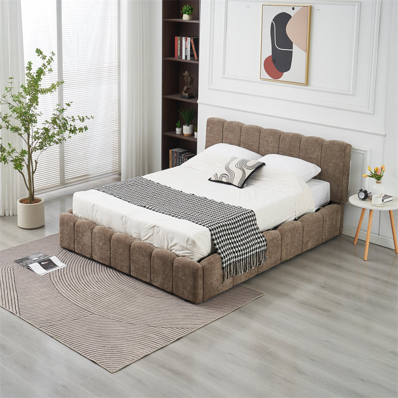 Lit Double Coffre Moon Chenille - 140x190, Moka
