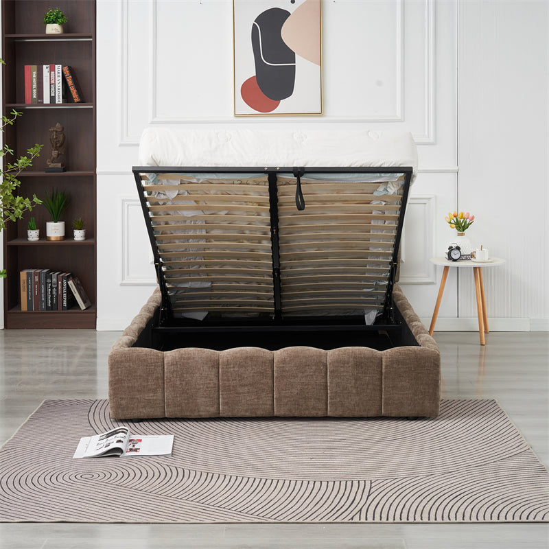 Lit Double Coffre Moon Chenille - 140x190, Moka
