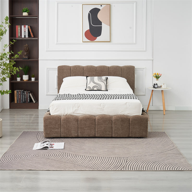 Lit Double Coffre Moon Chenille - 140x190, Moka