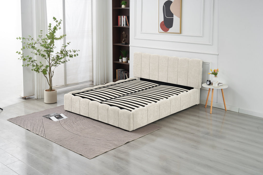 Lit Double Coffre Moon Chenille - 160x200, Moka
