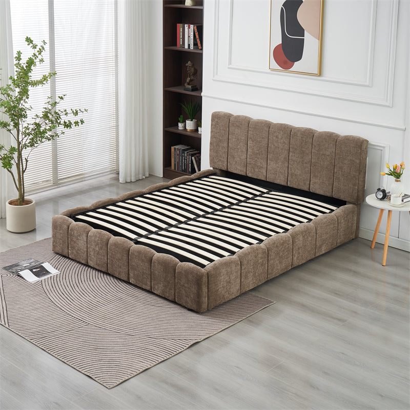 Lit Double Coffre Moon Chenille - 160x200, Moka