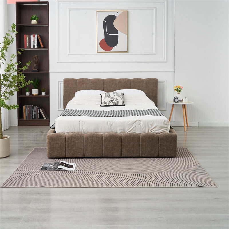 Lit Double Coffre Moon Chenille - 180x200, Moka