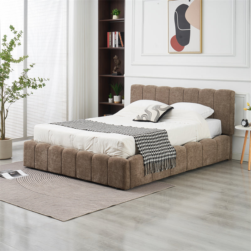 Lit Double Coffre Moon Chenille - 180x200, Moka