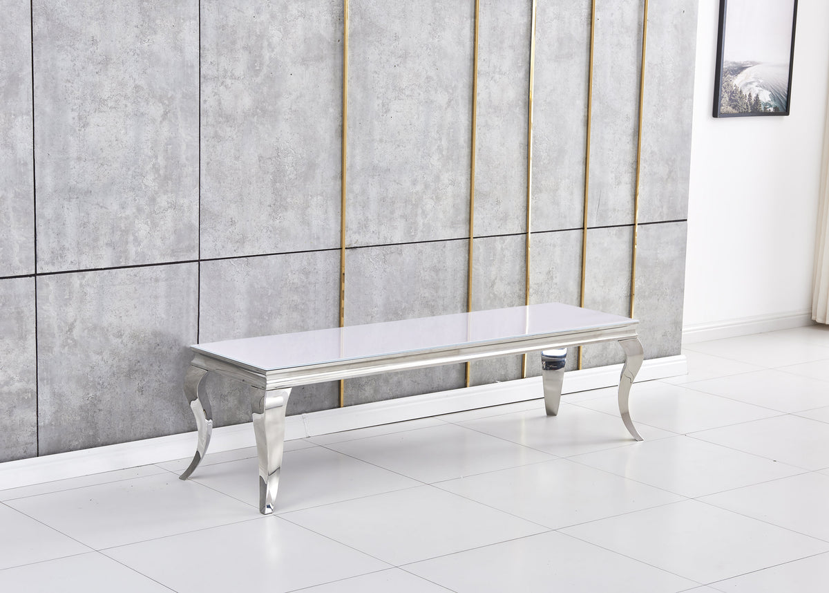 Meuble Tv Baroque Chrome Blanc 160X45X45 Cm
