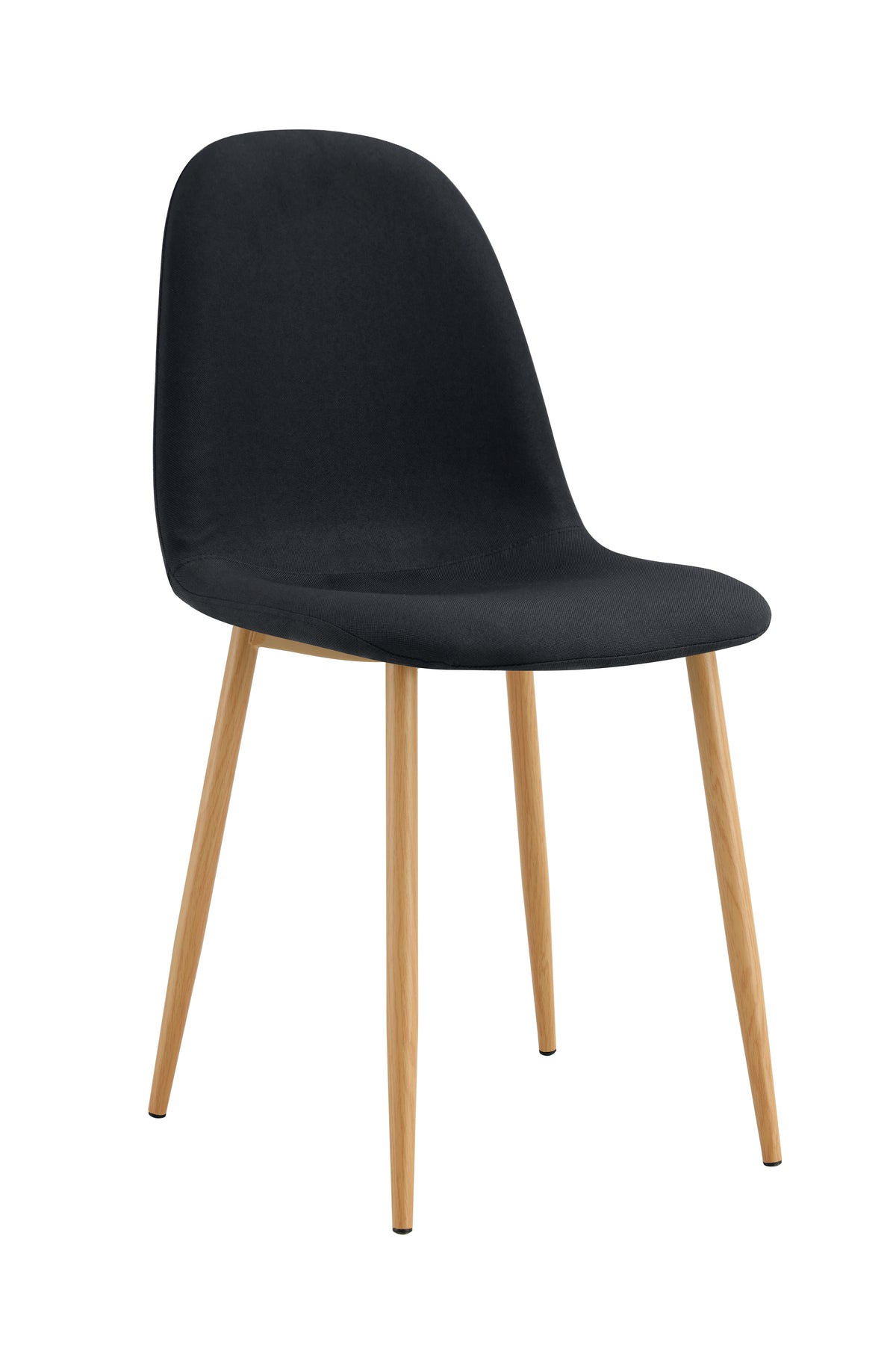 Chaise Scandinave pieds Bois Tissu Noir noir