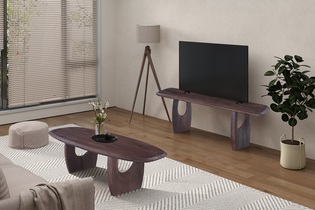 Meuble TV Braga bois de manguier Brun foncé