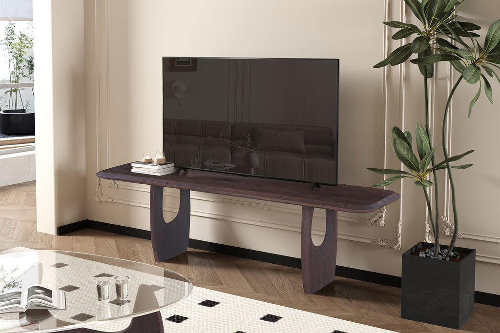 Meuble TV Braga bois de manguier Brun foncé