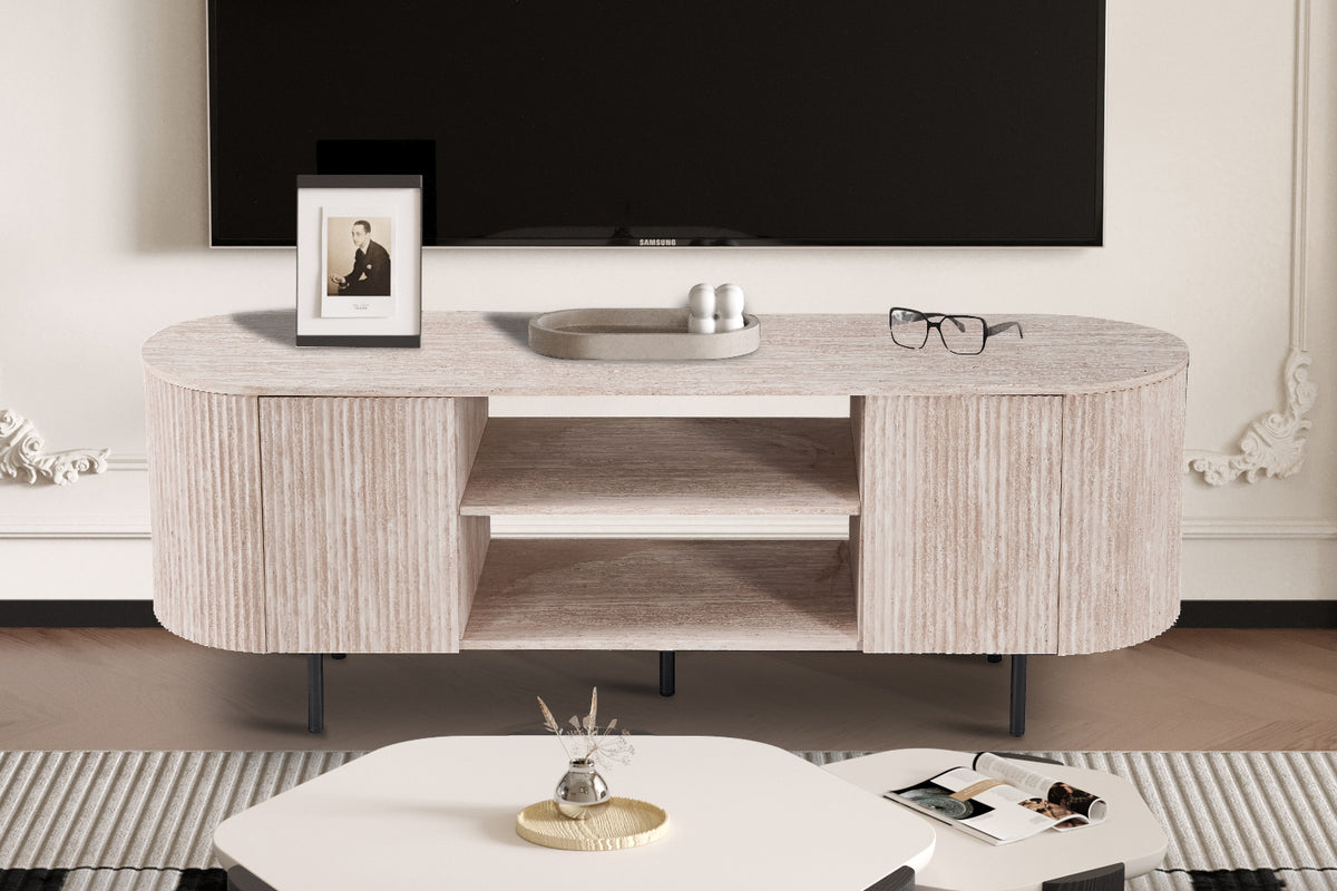 Meuble TV Lagos 160 cm Décor Travertin Beige