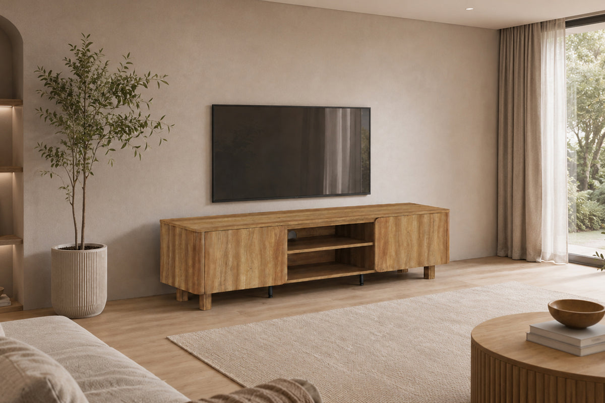 Meuble TV Malibu 170 cm effet chêne Naturel
