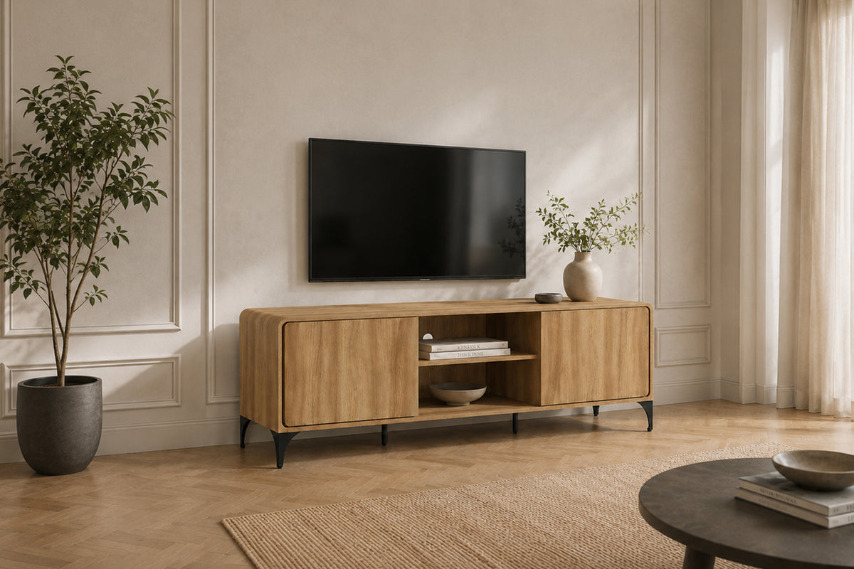 Meuble TV Florence 170 cm effet chêne Naturel