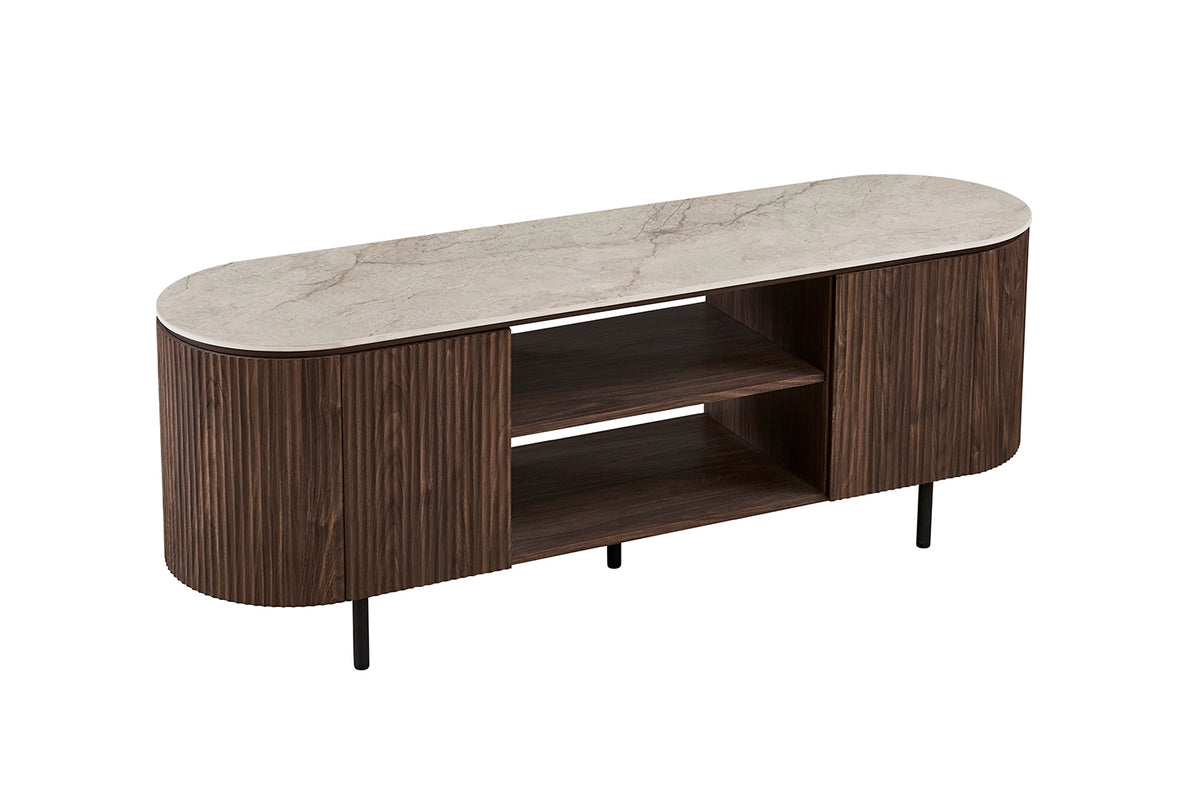 Meuble TV Vigo 160 cm effet chêne Foncé Beige