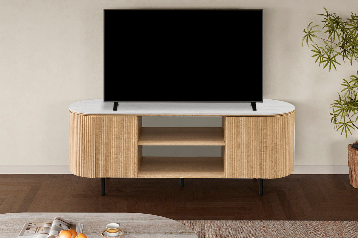 Meuble TV Vigo 160 cm effet chêne Naturel Gris