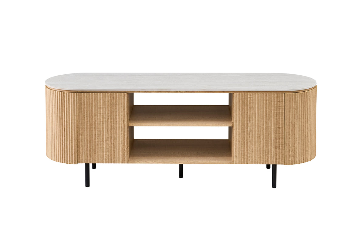 Meuble TV Vigo 160 cm effet chêne Naturel Gris