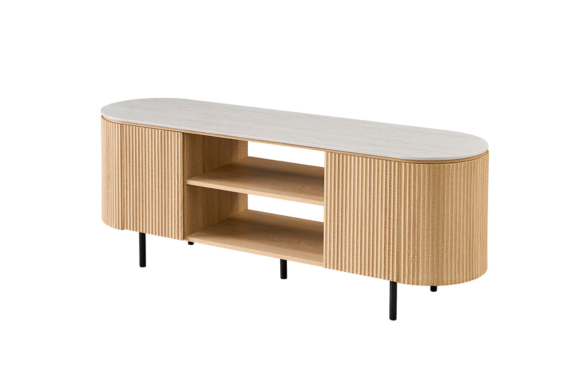 Meuble TV Vigo 160 cm effet chêne Naturel Gris