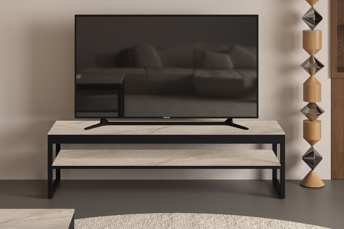 Meuble TV Axelle Pierre Brillante Shakspear Beige