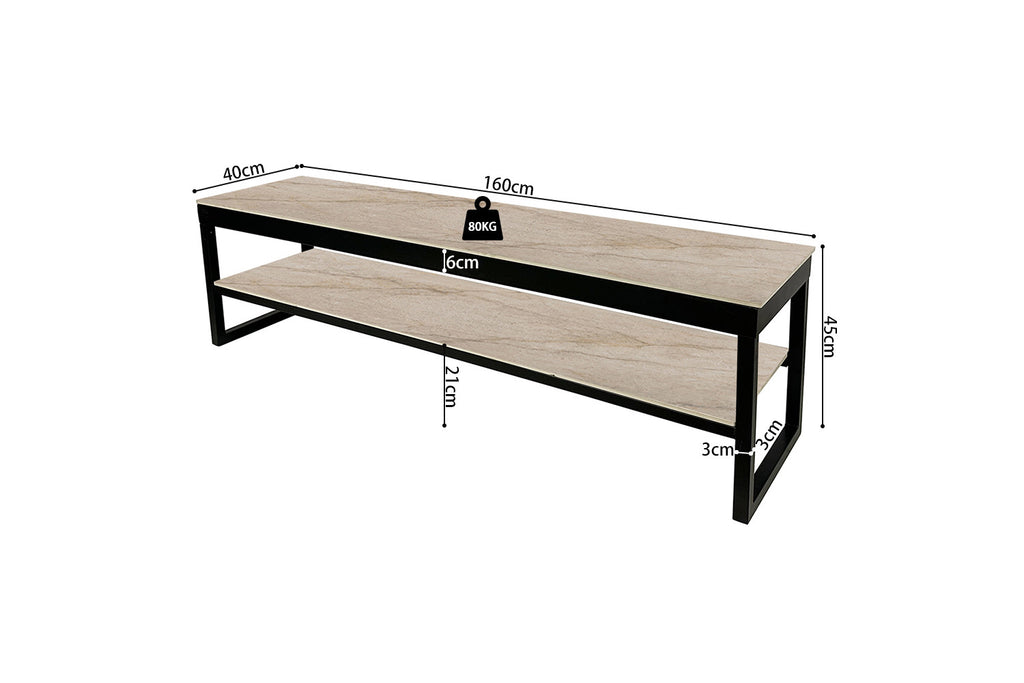 Meuble TV Axelle Pierre Brillante Shakspear Beige - vue 8