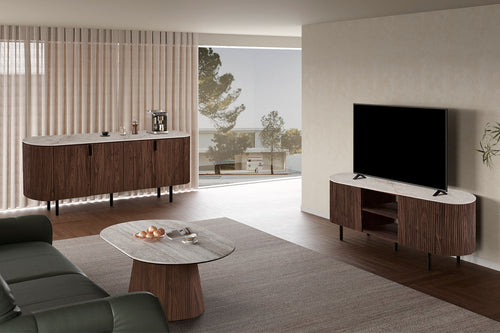 Bahut Vigo 200 cm effet chêne Foncé Beige