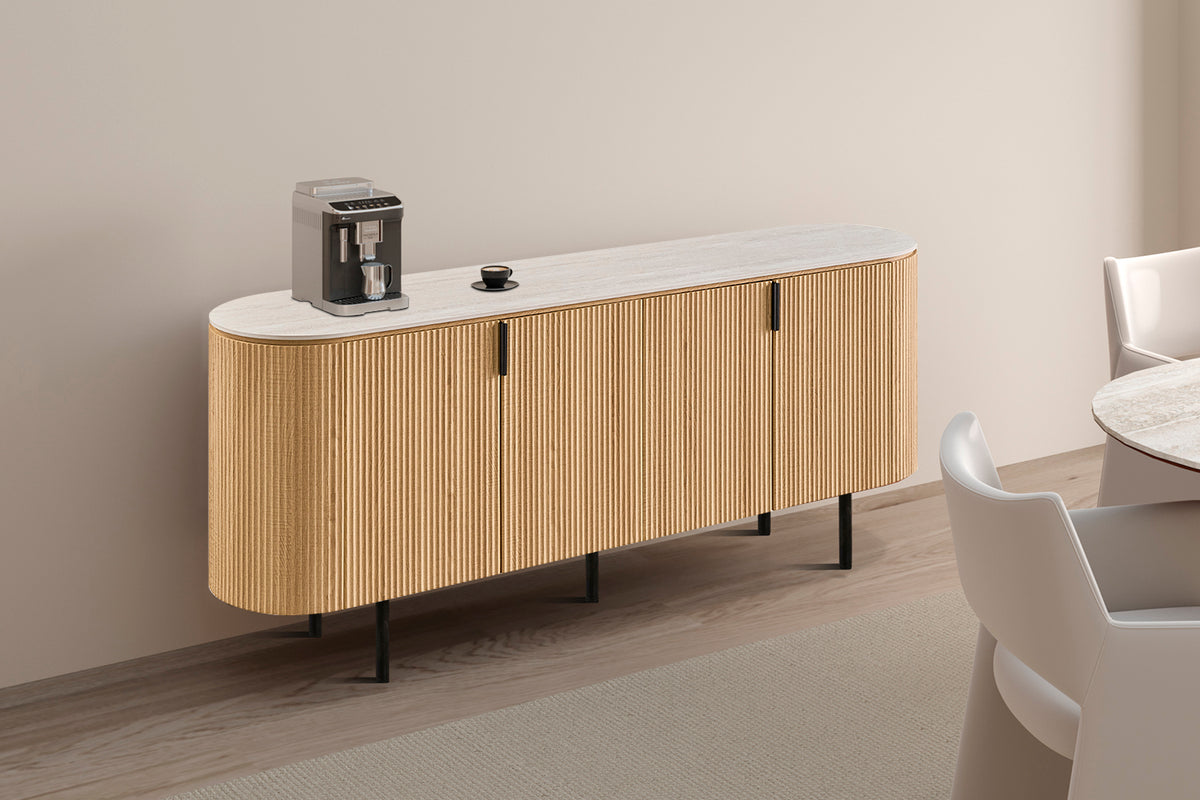 Bahut Vigo 200 cm effet chêne Naturel Gris