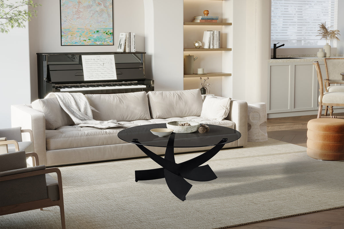 Table basse Weston Ronde Verre clair gris