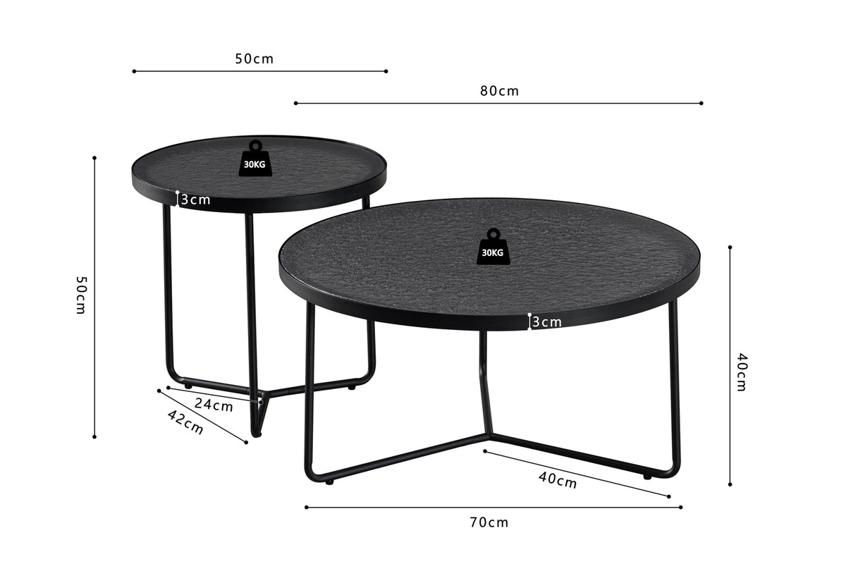 Table basse Melia Ronde Gris Verre