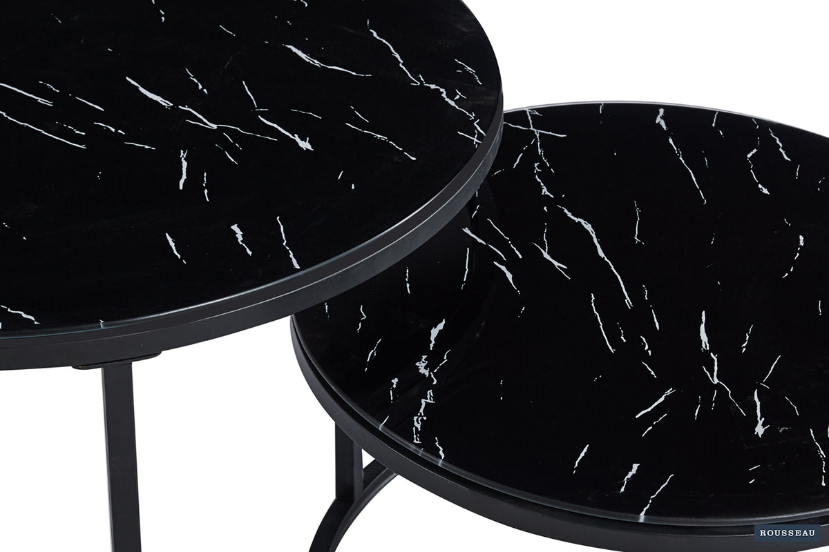 Table basse Boston finition Verre Marbre Noir