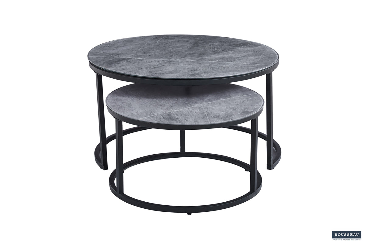Table basse Boston finition Verre Gris Pierre