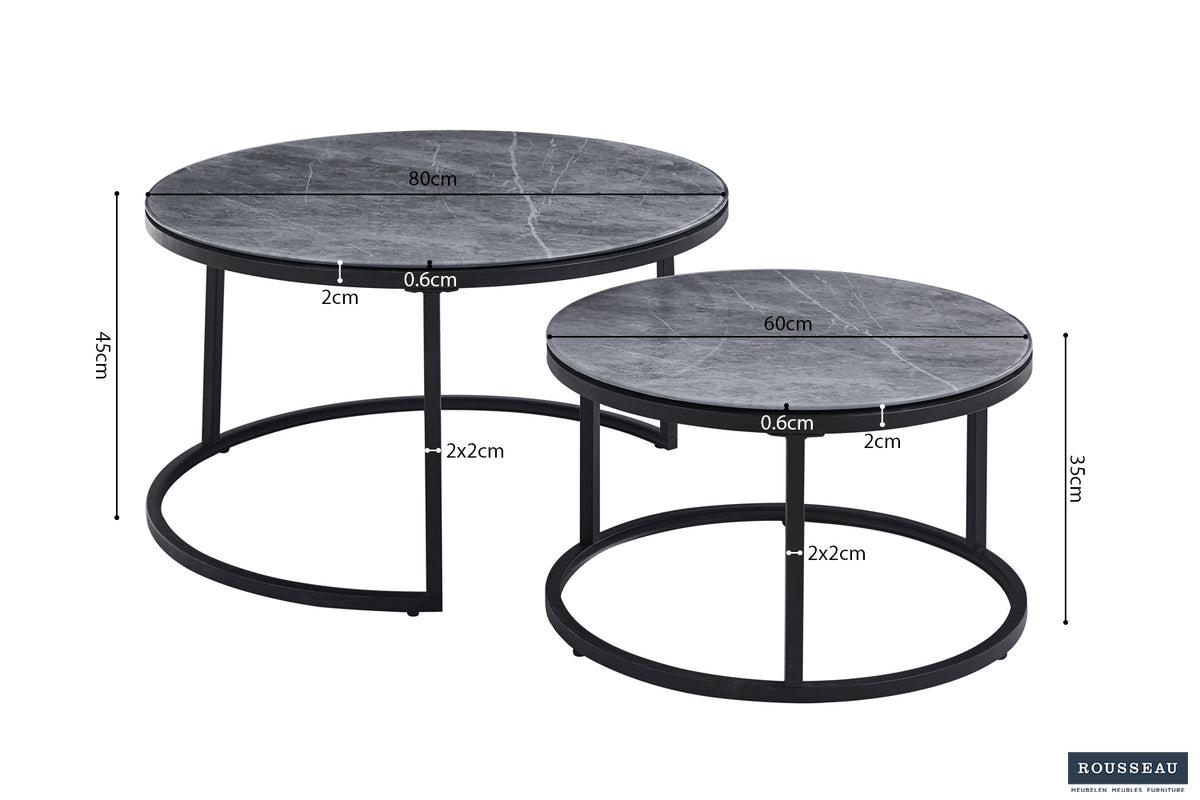 Table basse Boston finition Verre Gris Pierre