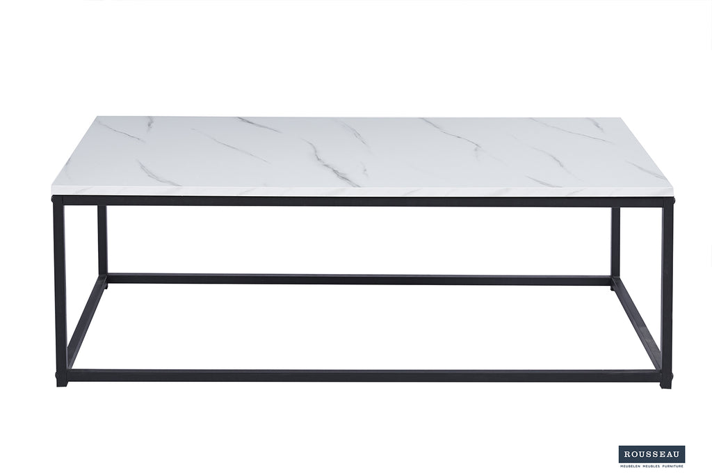 Table basse Dallas effet marbre Blanc