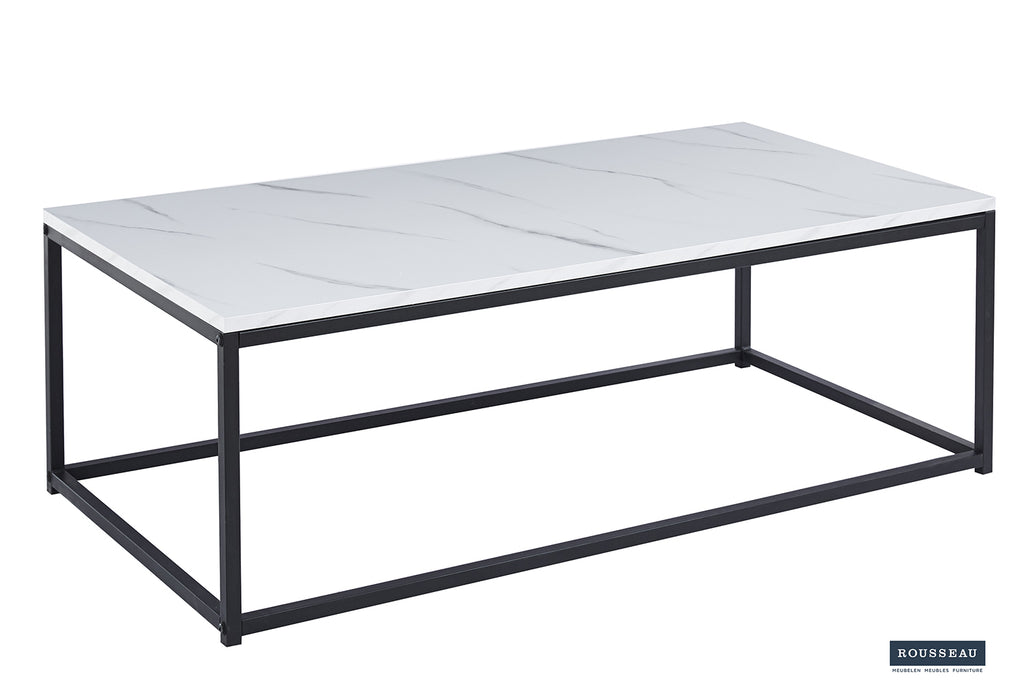 Table basse Dallas effet marbre Blanc