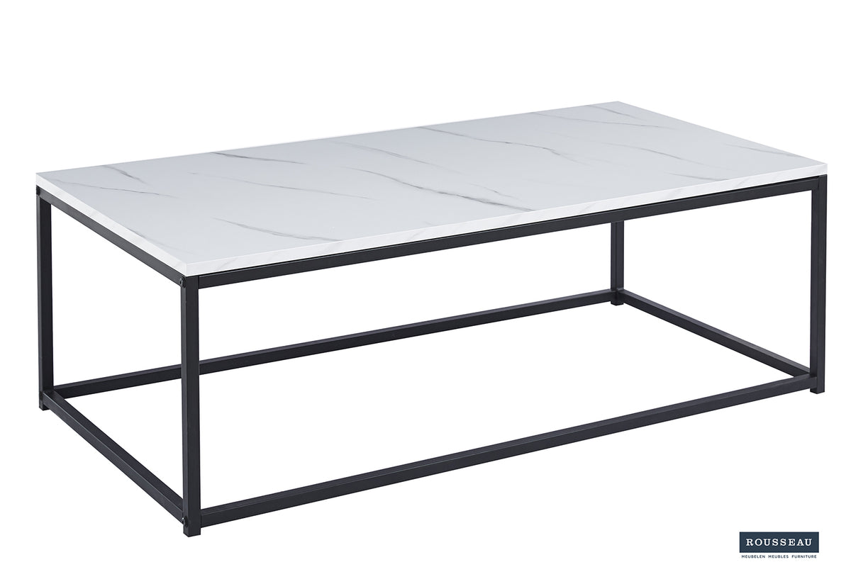 Table basse Dallas effet marbre Blanc