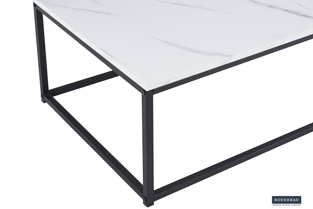 Table basse Dallas effet marbre Blanc