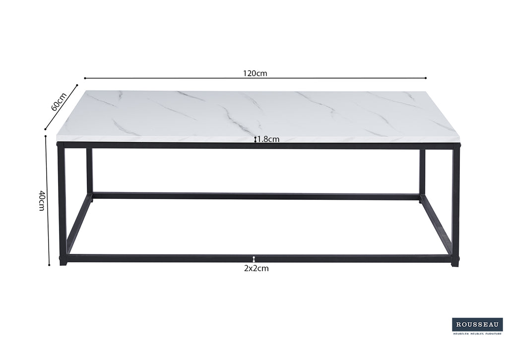 Table basse Dallas effet marbre Blanc