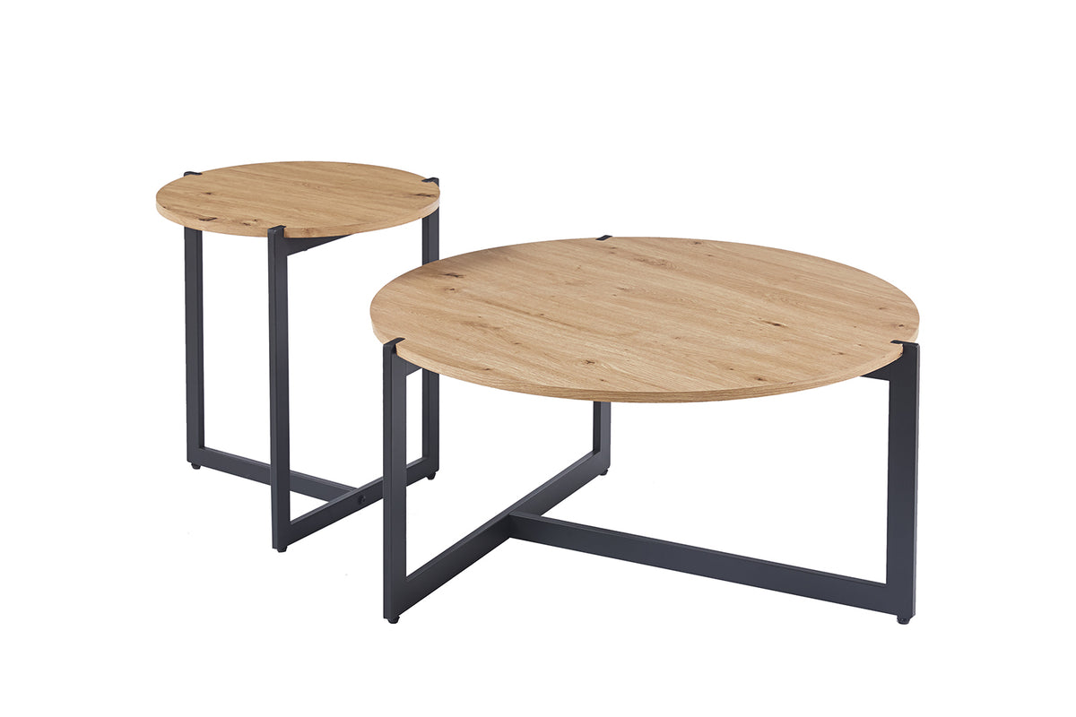 Lot de 2 Table basse Pola effet chêne vieilli