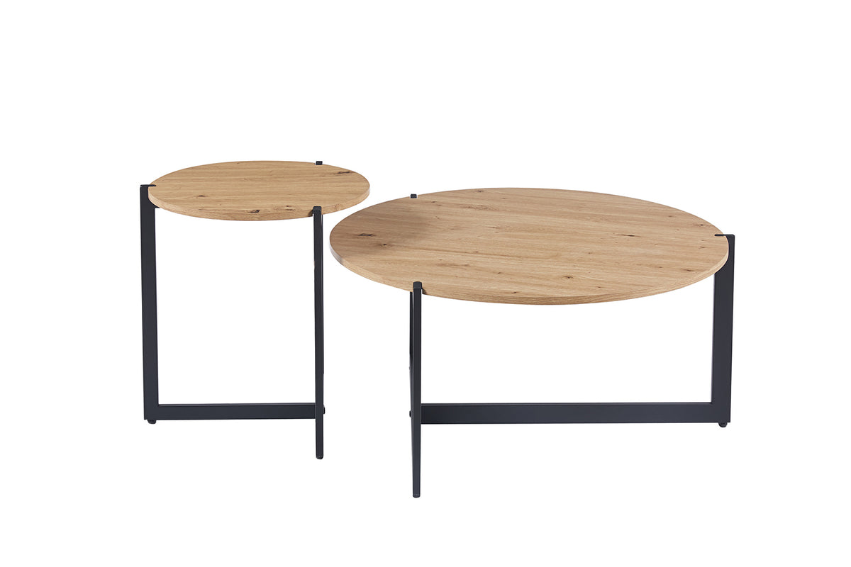 Lot de 2 Table basse Pola effet chêne vieilli