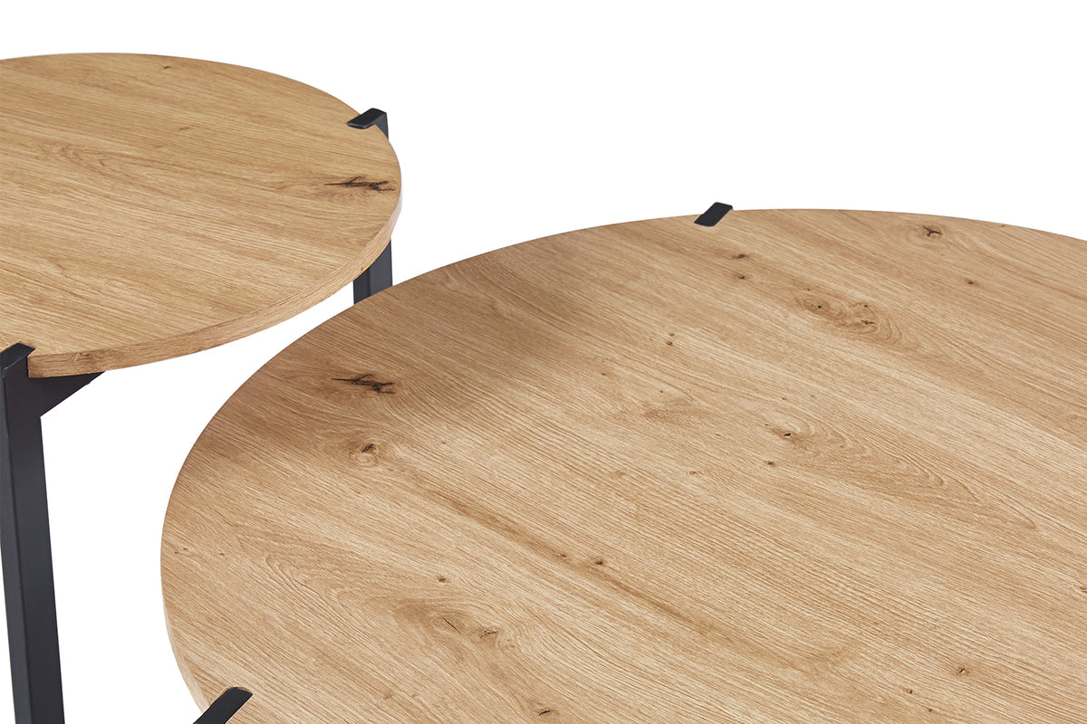 Lot de 2 Table basse Pola effet chêne vieilli