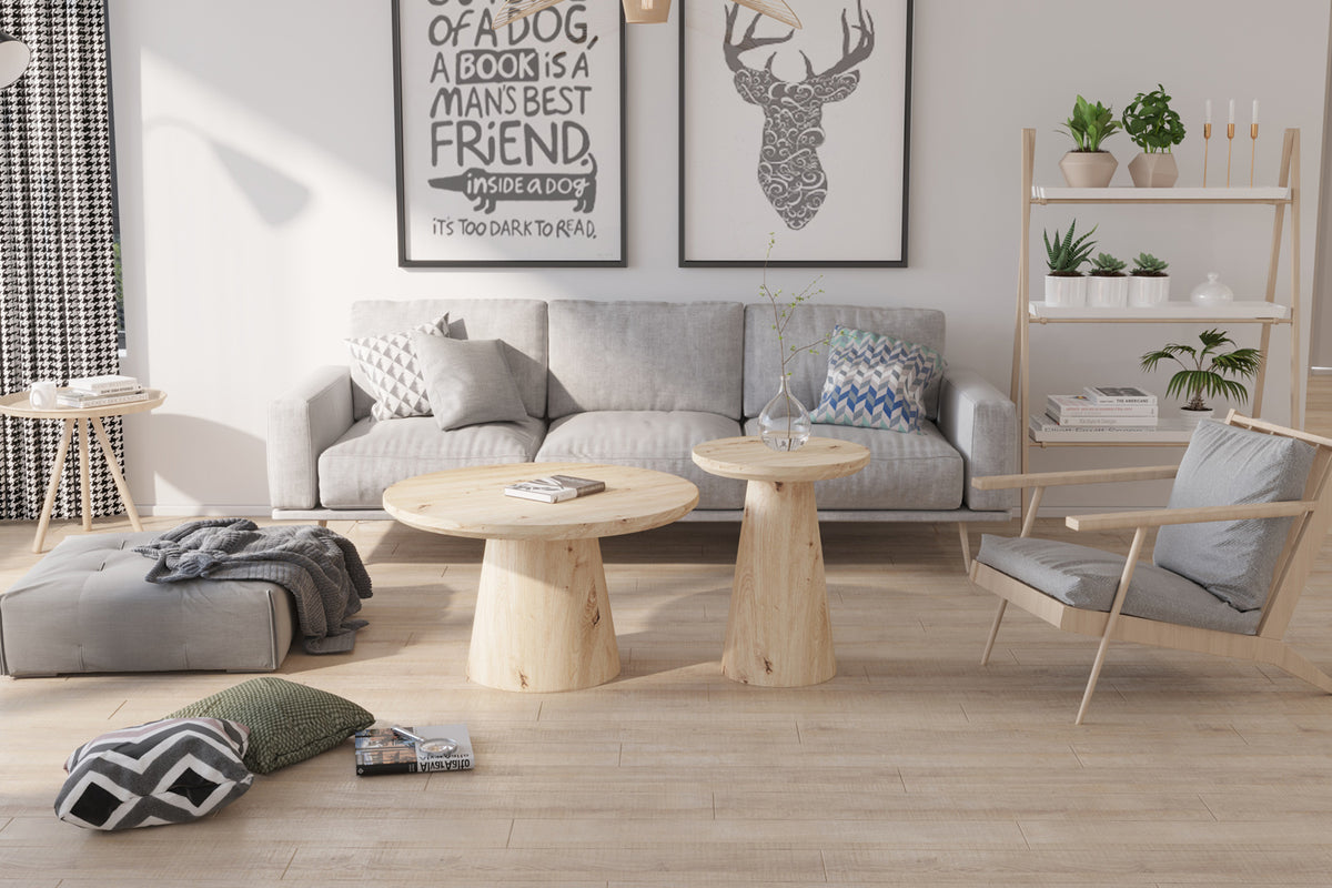 Table basse Lukas 80 cm effet chêne vieilli